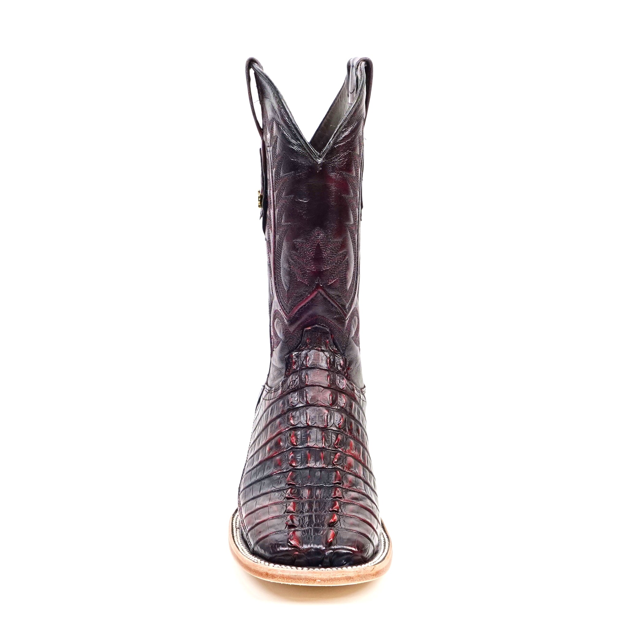 Rhodes Nile Crocodile Tail Boots - Black Cherry - Square Toe (LM10)
