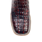 Rhodes Nile Crocodile Tail Boots - Black Cherry - Square Toe (LM10)