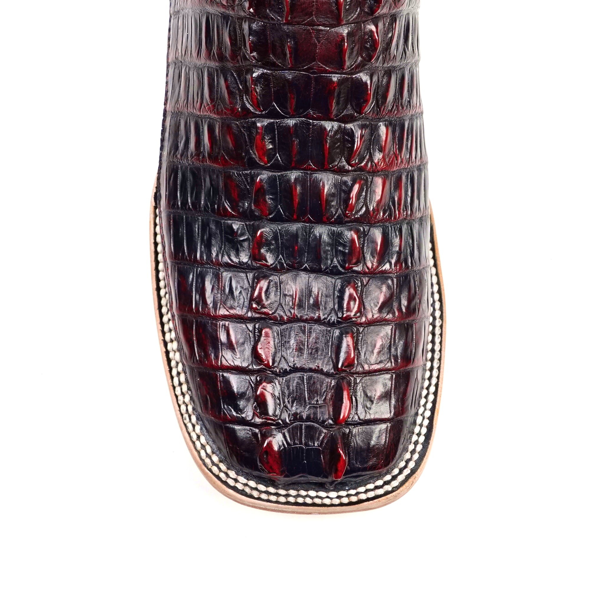 Rhodes Nile Crocodile Tail Boots - Black Cherry - Square Toe (LM10)