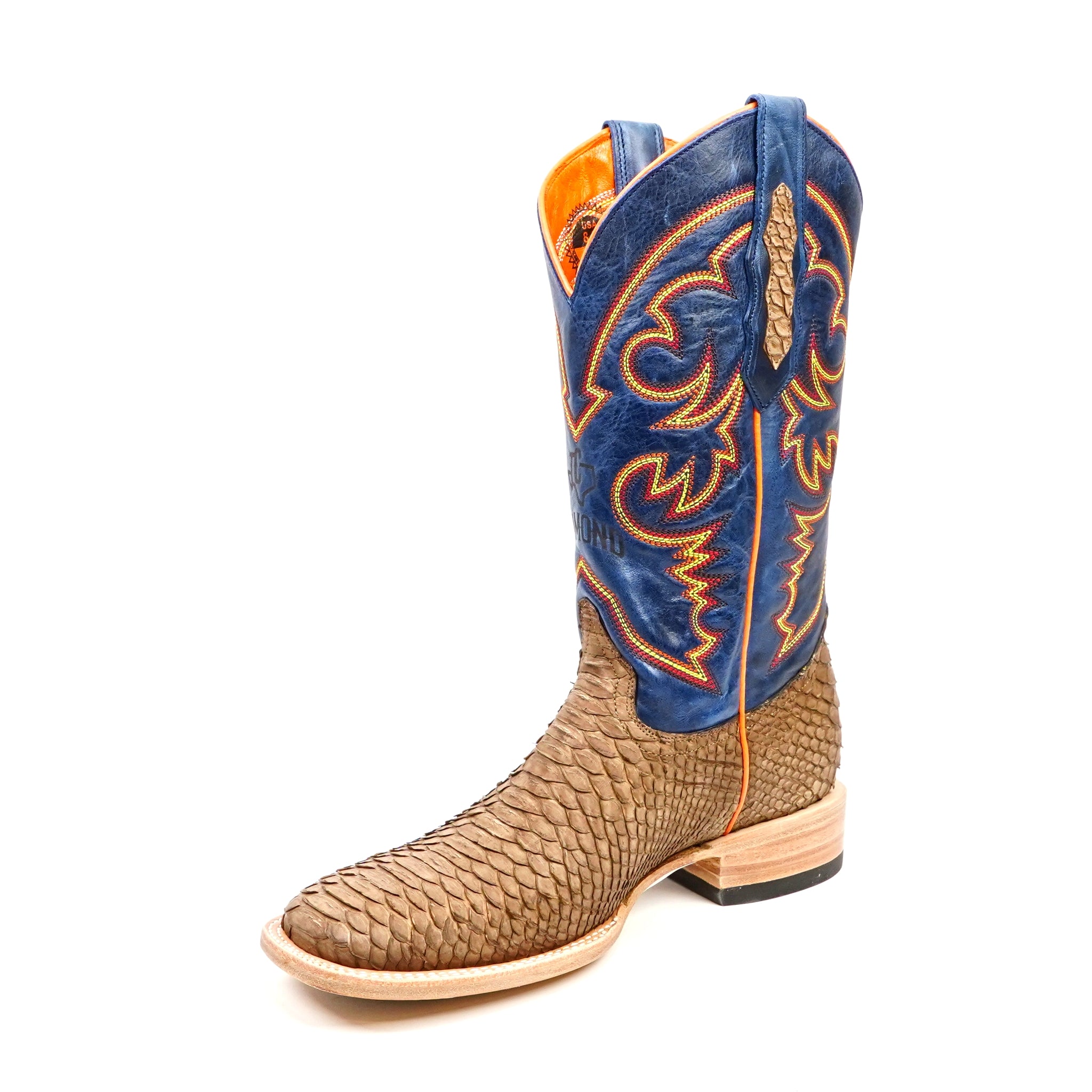 Braxton Python Boots - Tamarind - Square Toe