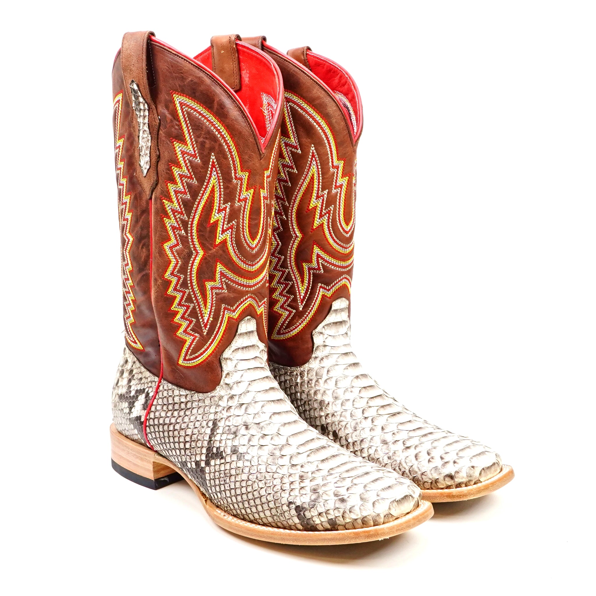 Braxton Python Boots - Natural - Square Toe
