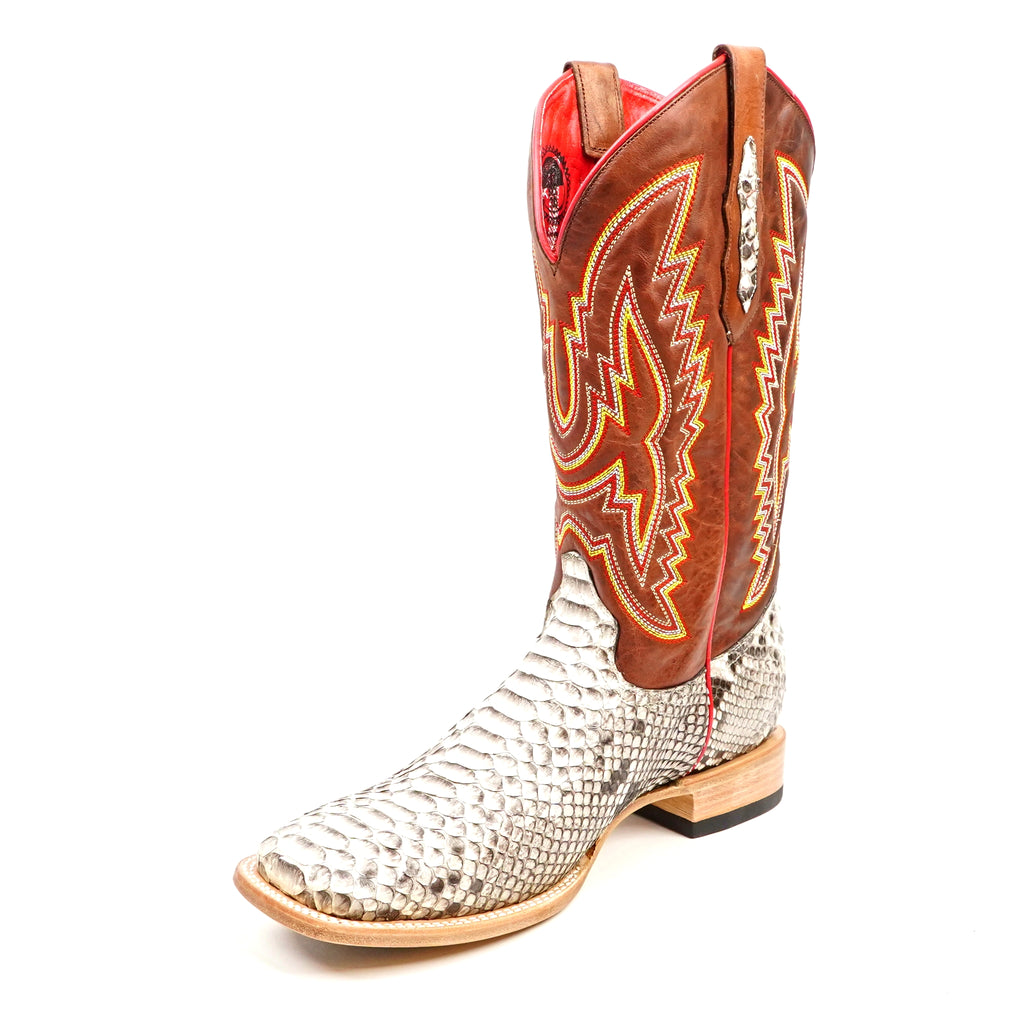 Braxton Python Boots - Natural - Square Toe
