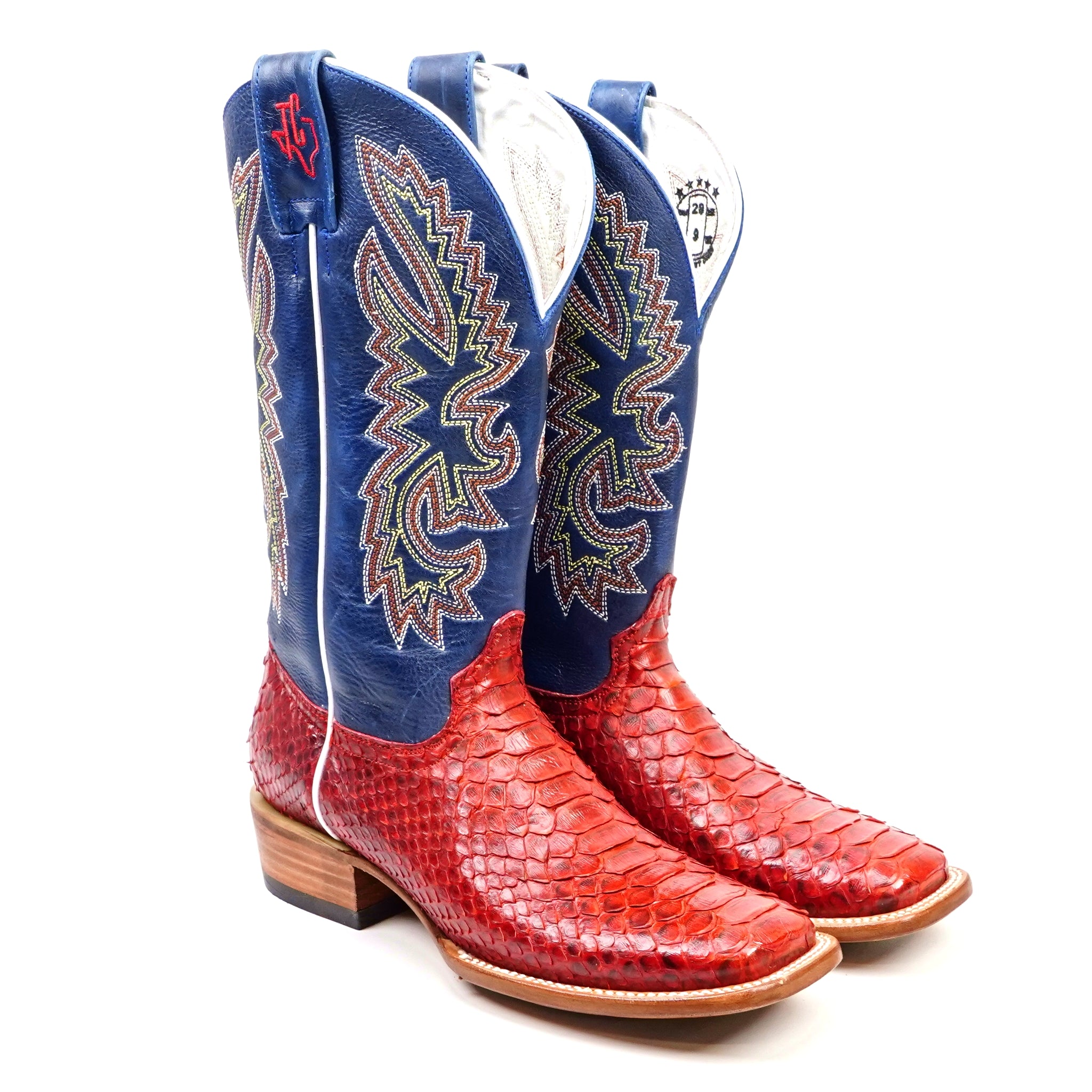 Braxton Python Boots - Ruby - Square Toe