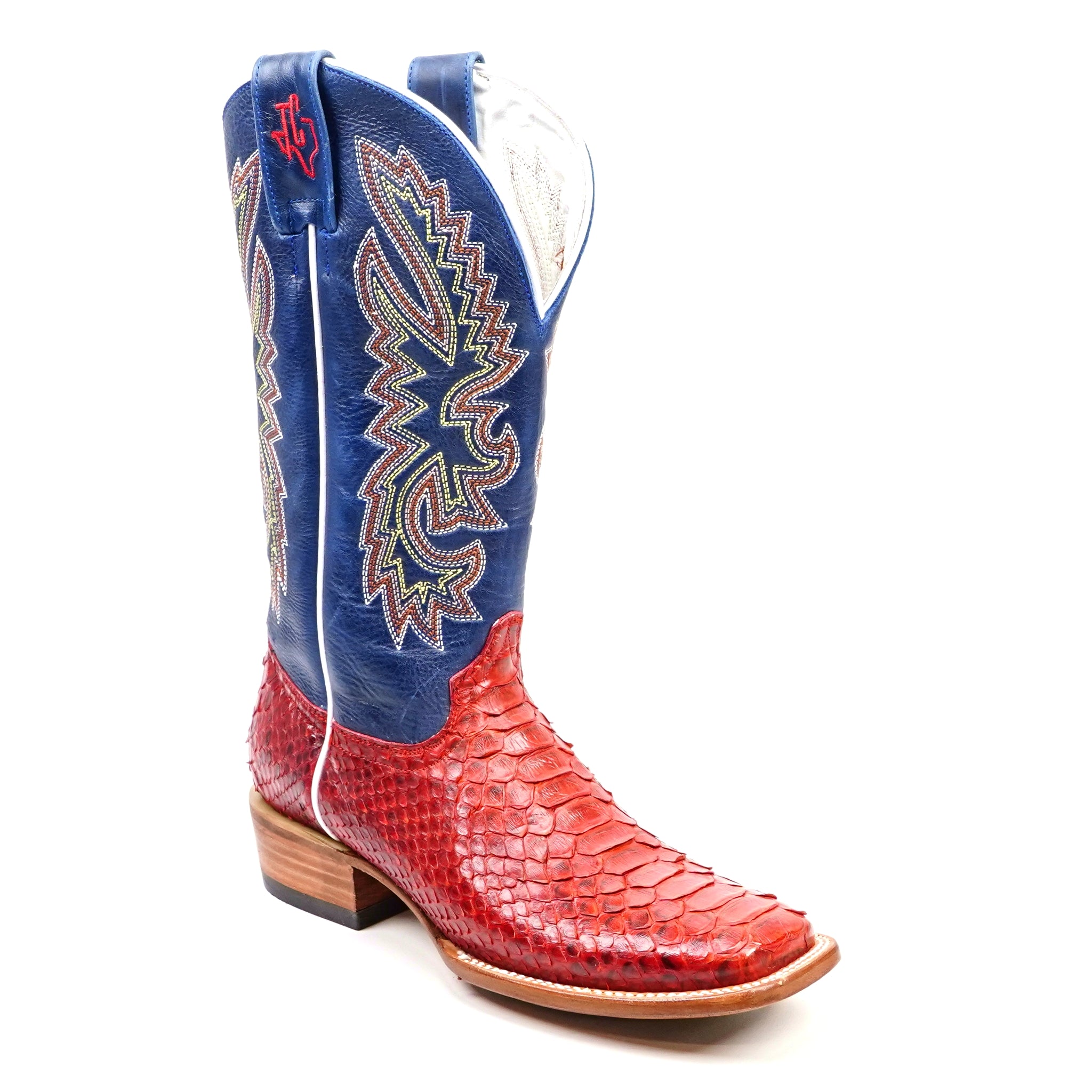 Braxton Python Boots - Ruby - Square Toe