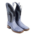 Ranger Caiman Horn Back Boots - Denim Blue - Square Toe