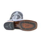 Ranger Caiman Horn Back Boots - Denim Blue - Square Toe