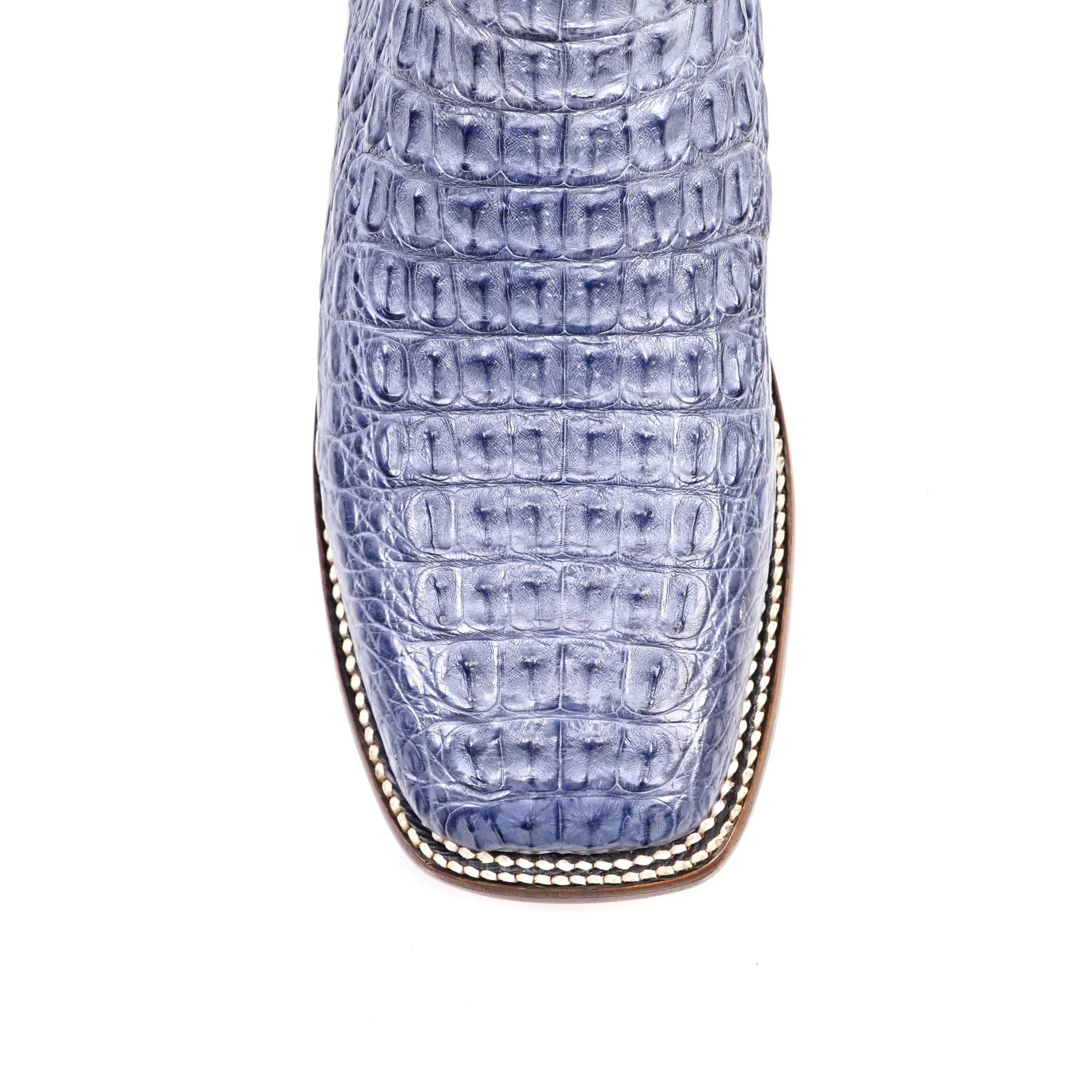 Ranger Caiman Horn Back Boots - Denim Blue - Square Toe