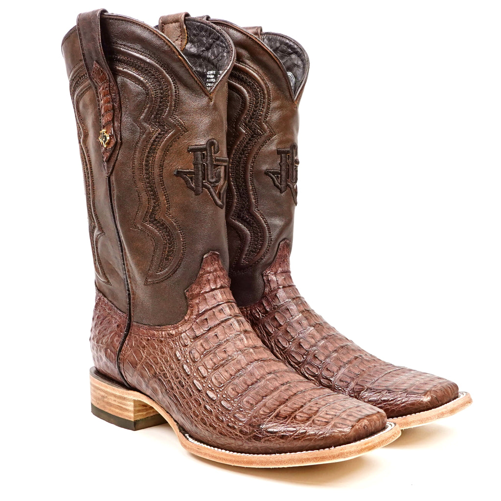 Rhodes Caiman Hornback Boots - Tobacco - Square Toe (LM10)