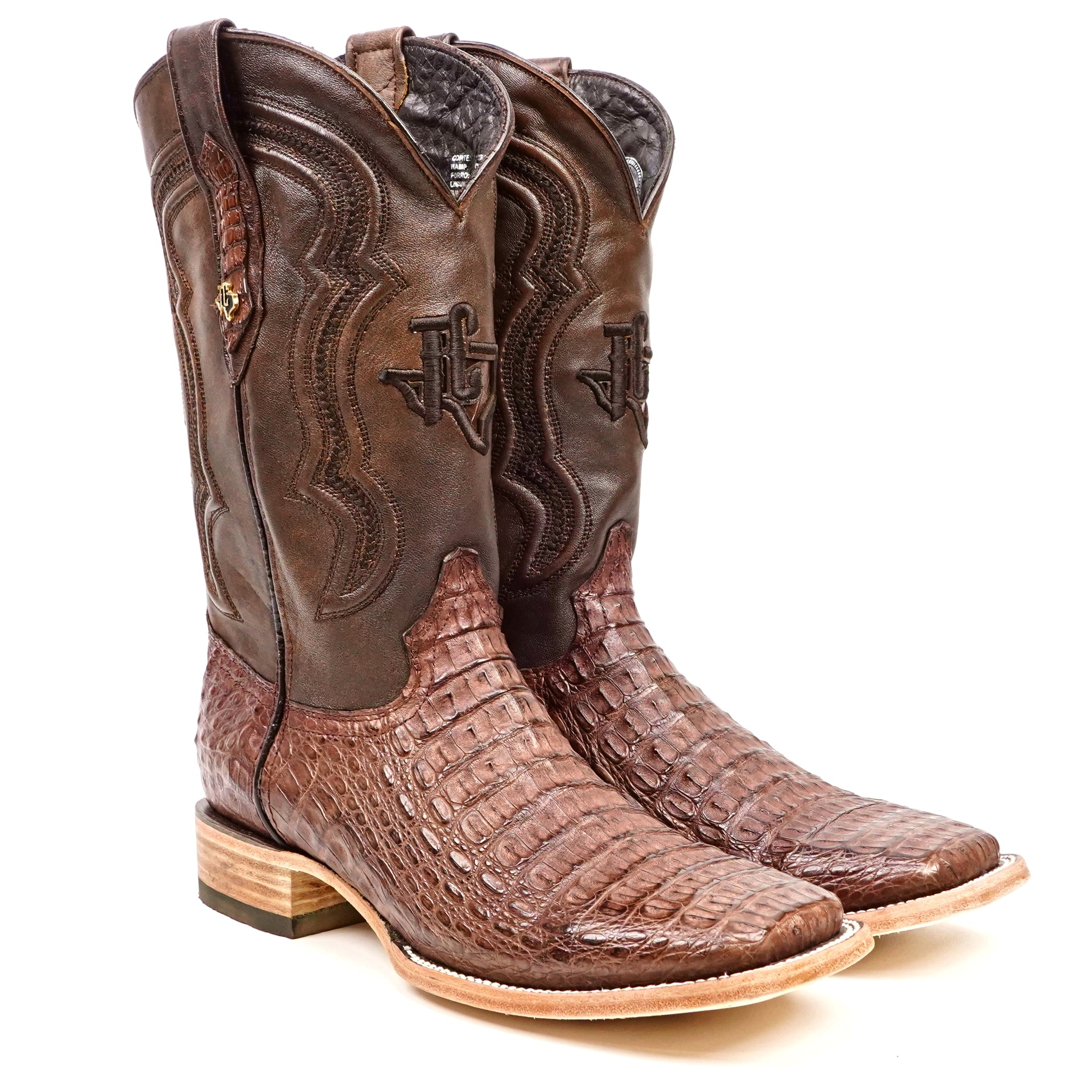 Rhodes Caiman Hornback Boots - Tobacco - Square Toe (LM10)