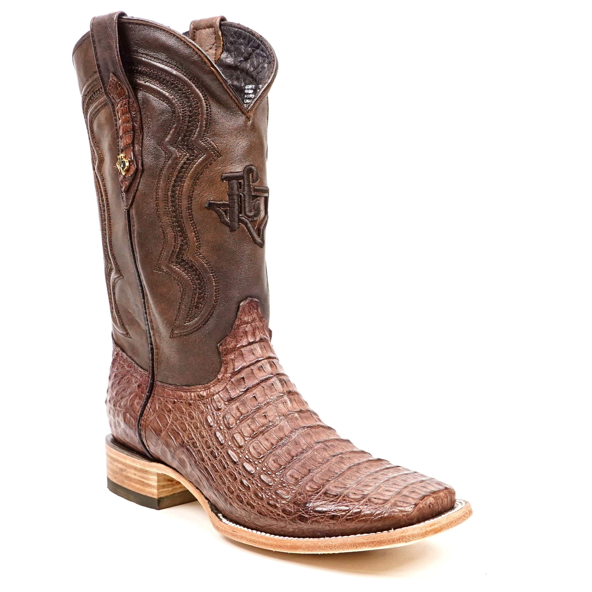 Rhodes Caiman Hornback Boots - Tobacco - Square Toe (LM10)