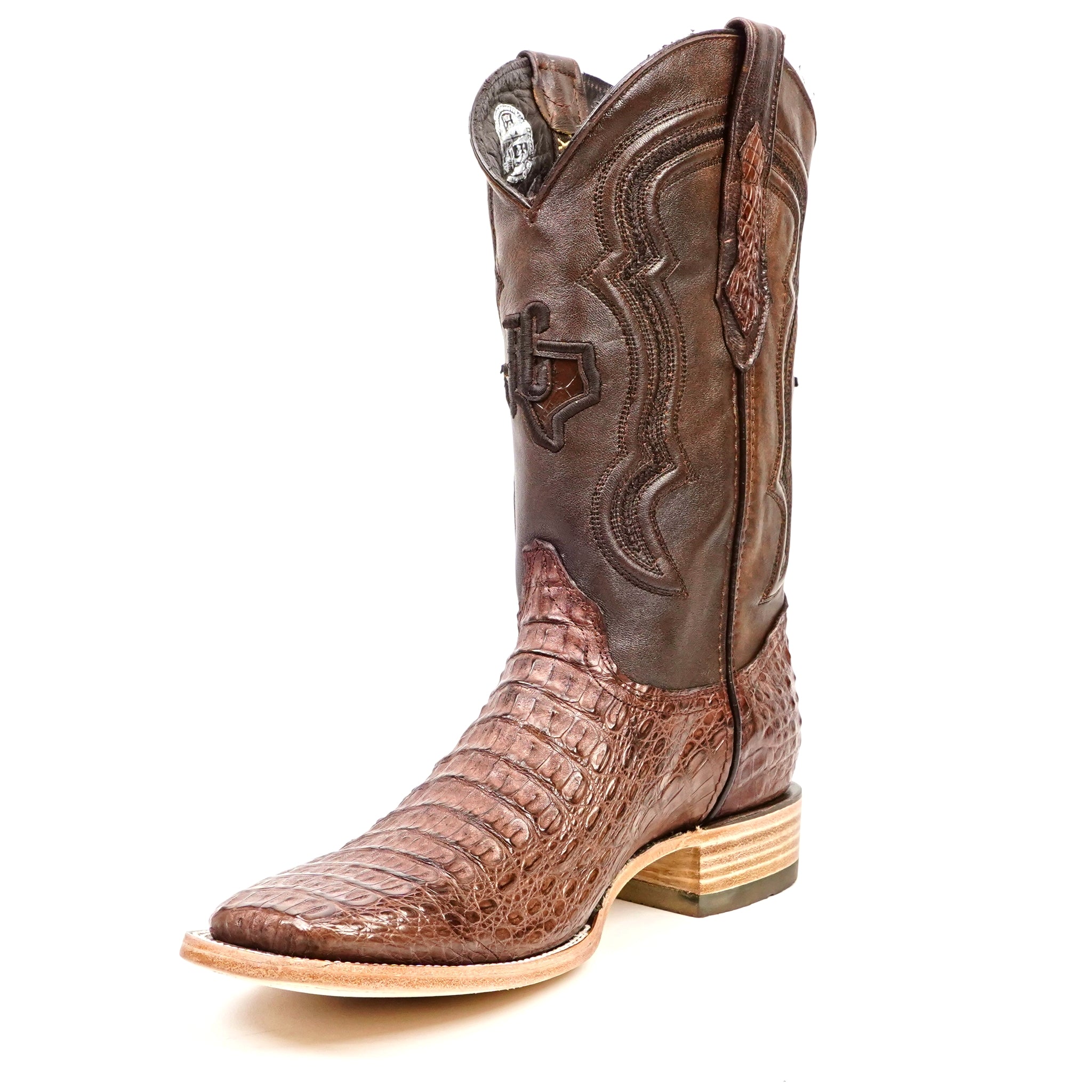 Rhodes Caiman Hornback Boots - Tobacco - Square Toe (LM10)
