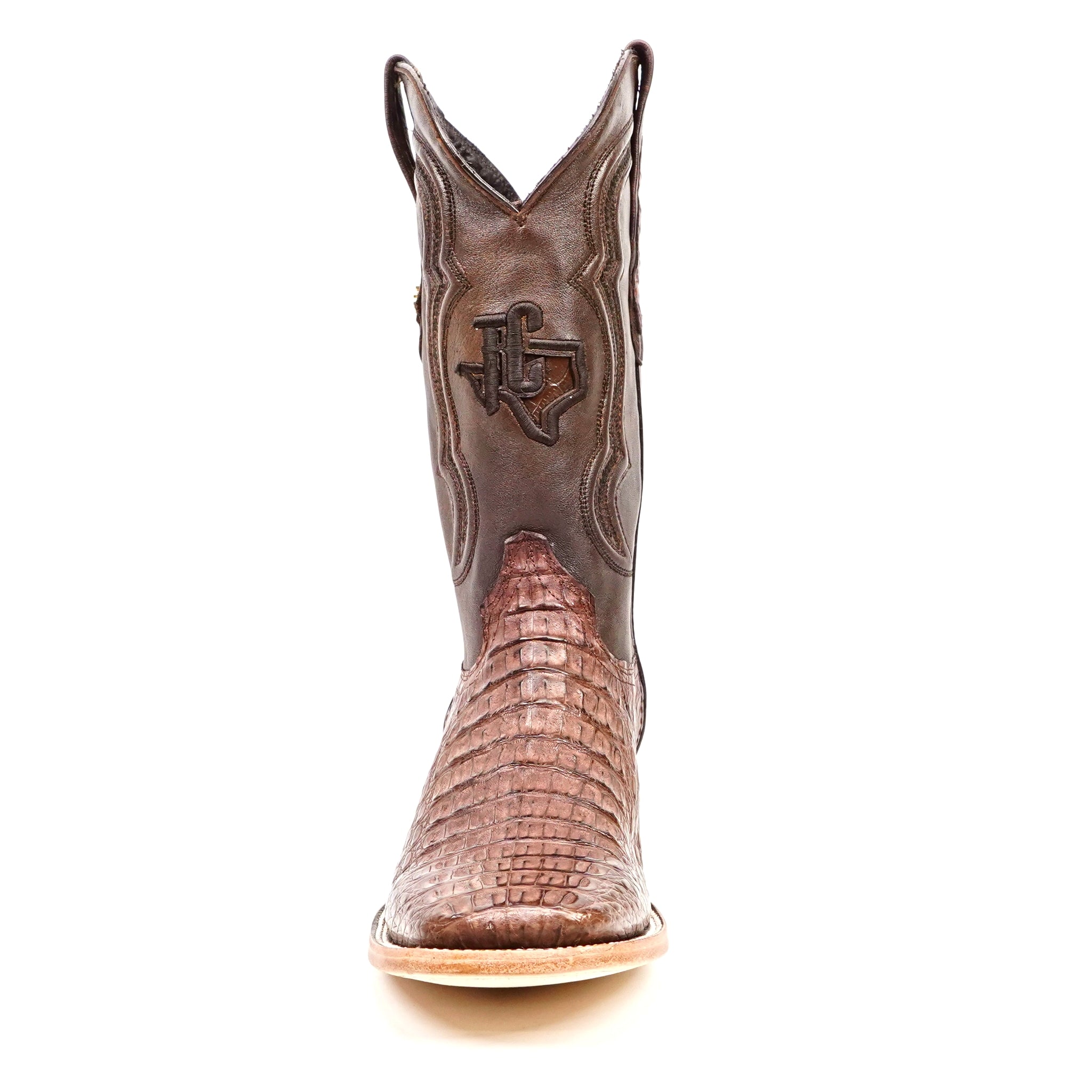 Rhodes Caiman Hornback Boots - Tobacco - Square Toe (LM10)