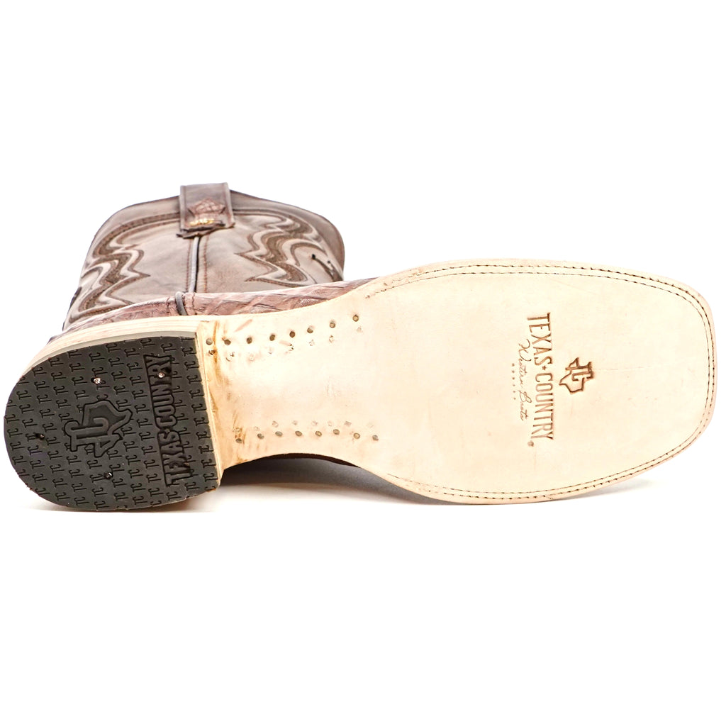 Rhodes Caiman Hornback Boots - Tobacco - Square Toe (LM10)