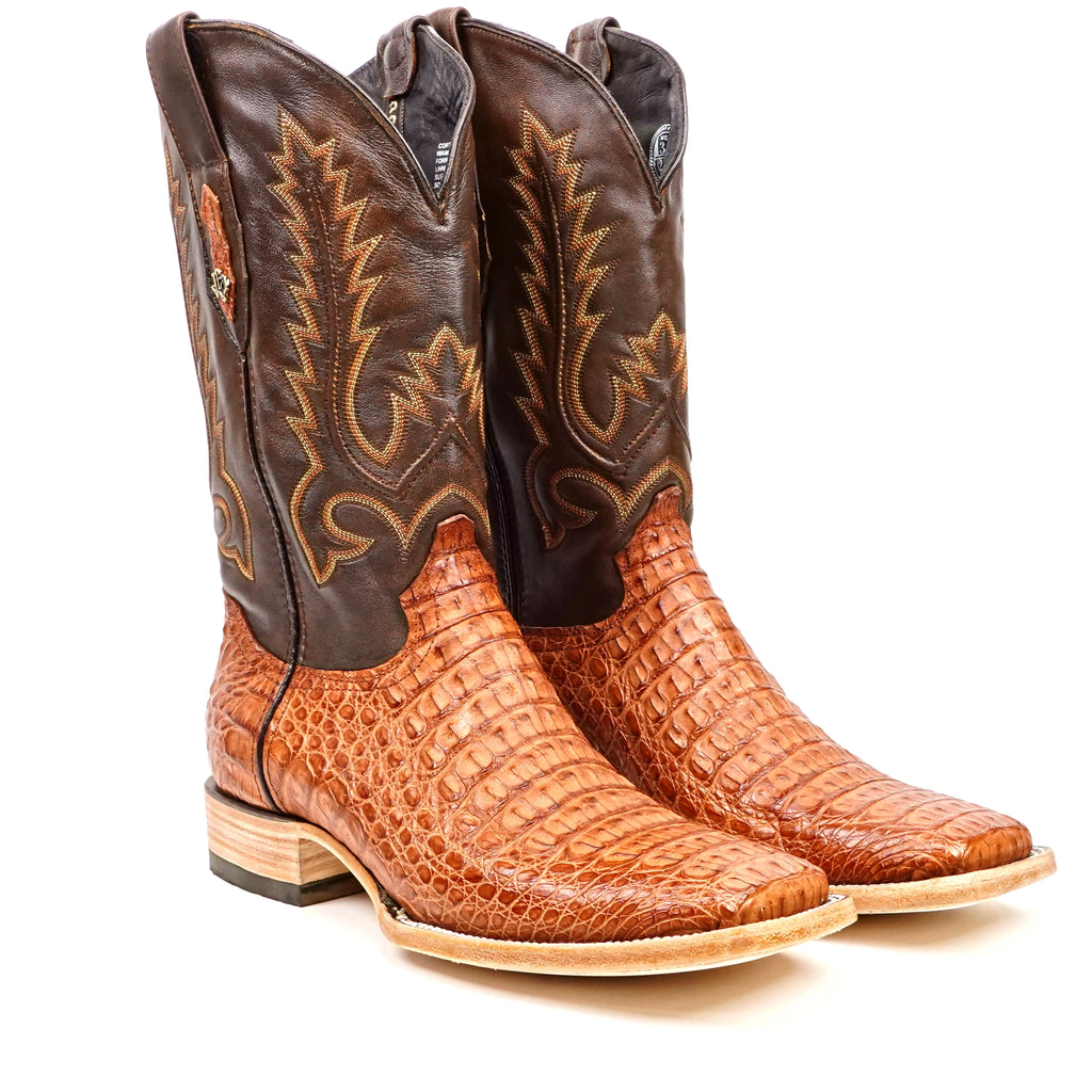 Rhodes Caiman Hornback Boots - Brandy - Square Toe (LM10)