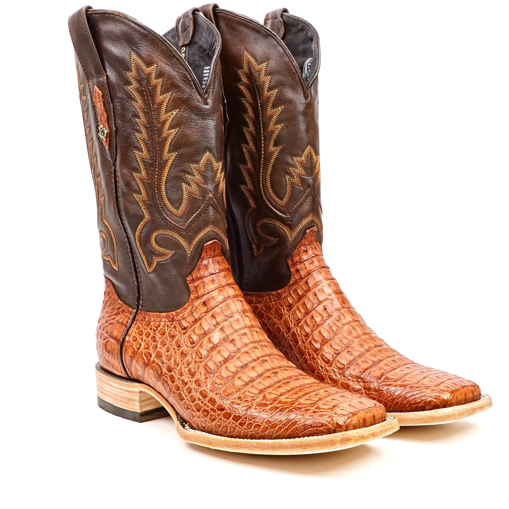 Rhodes Caiman Hornback Boots - Brandy - Square Toe (LM10)