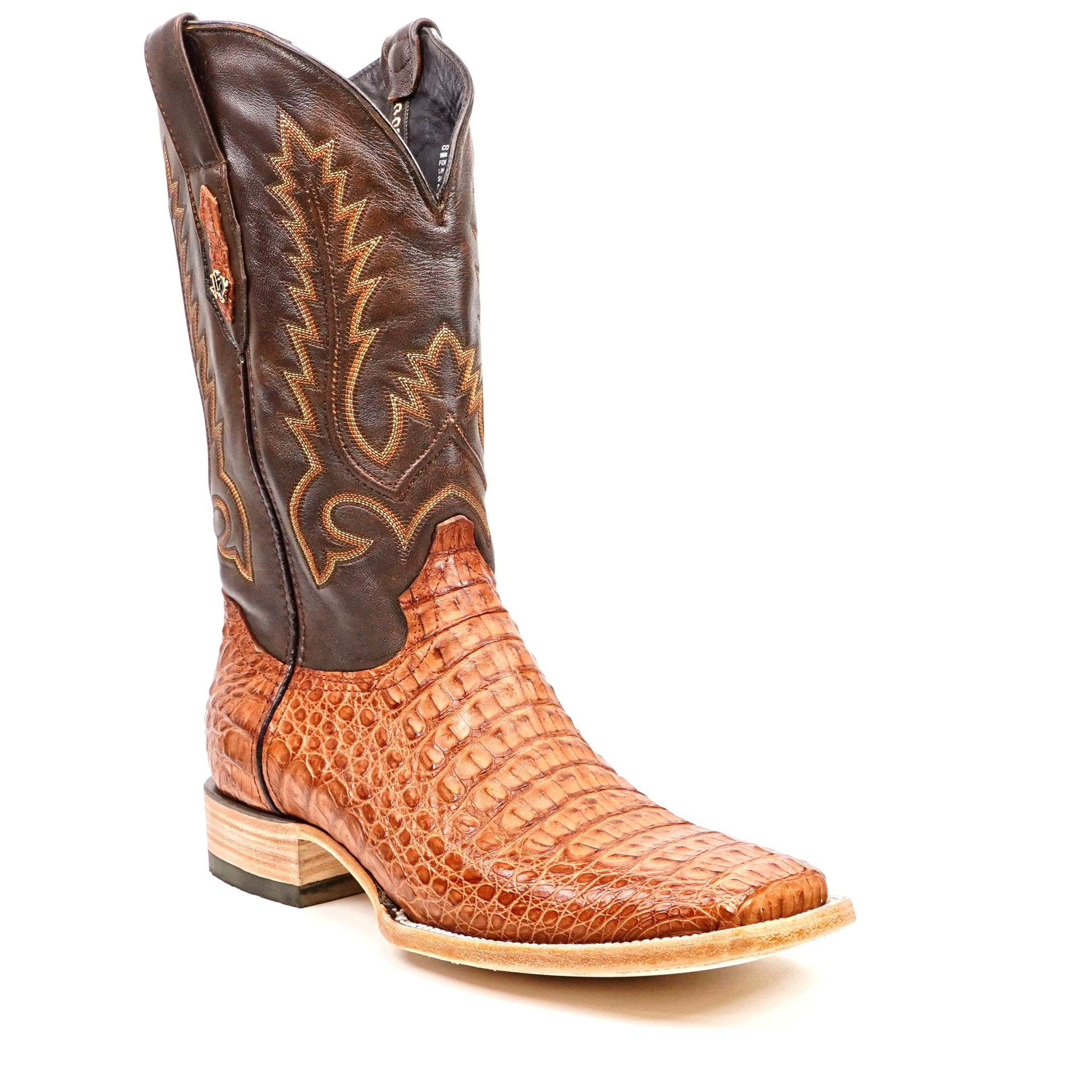 Rhodes Caiman Hornback Boots - Brandy - Square Toe (LM10)