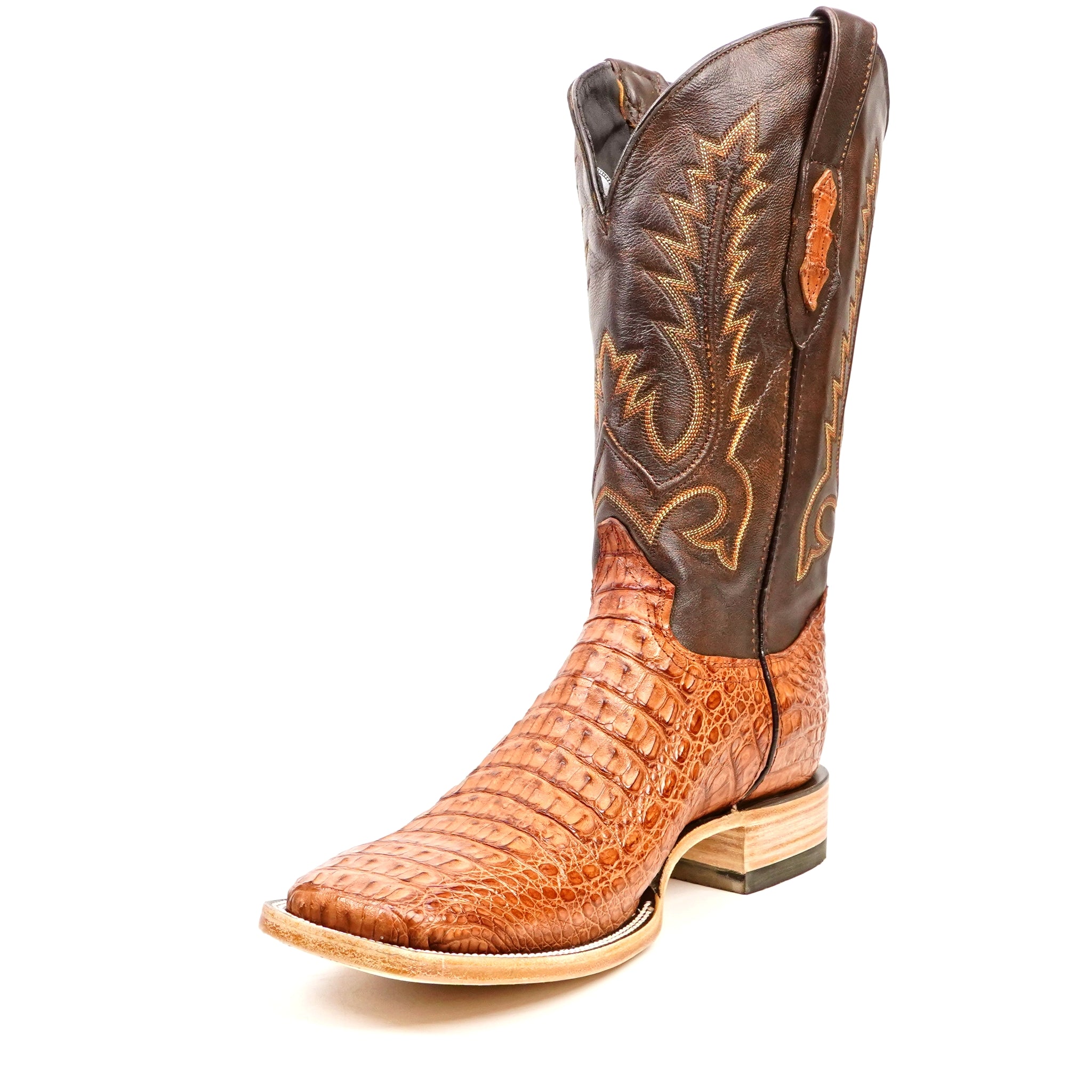 Rhodes Caiman Hornback Boots - Brandy - Square Toe (LM10)