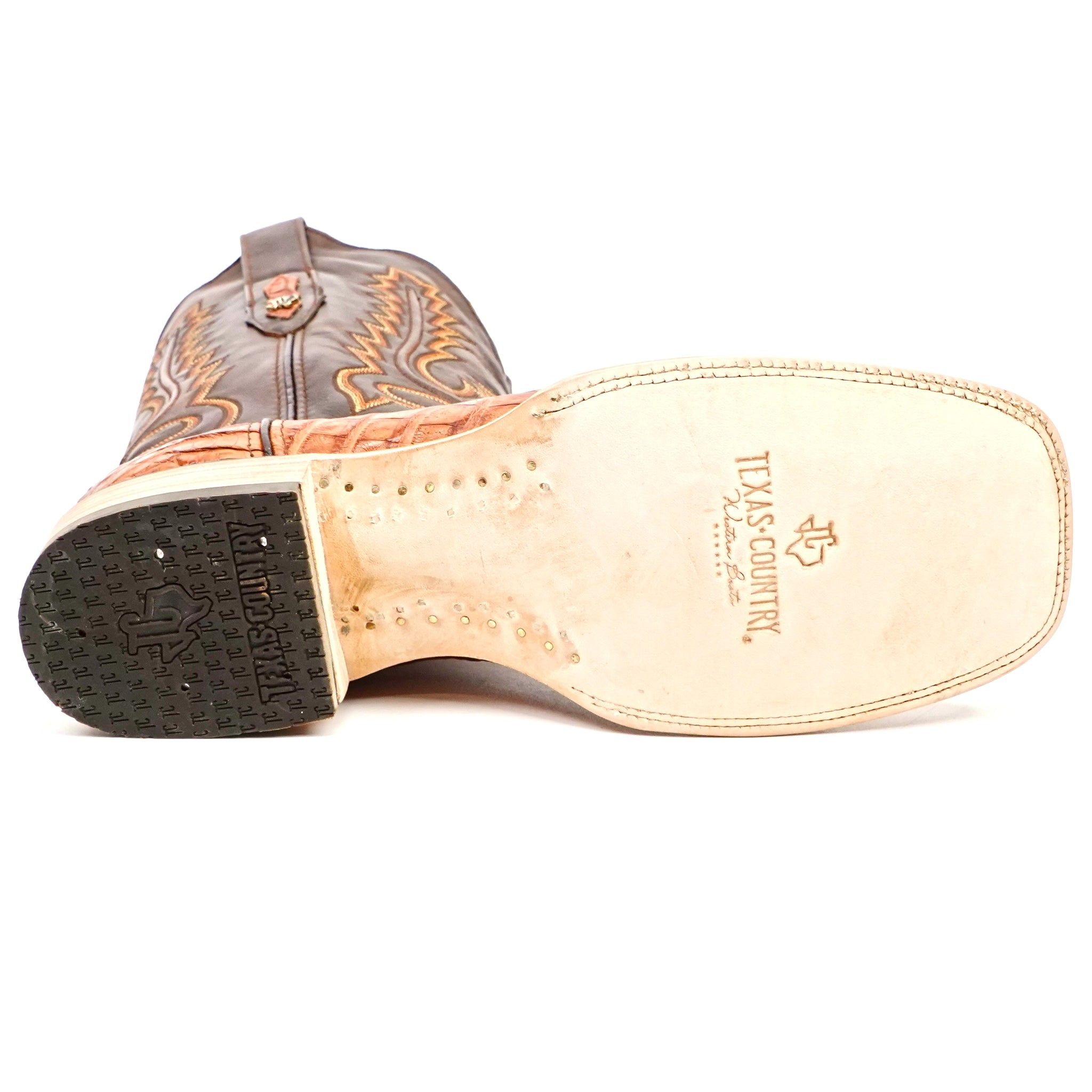 Rhodes Caiman Hornback Boots - Brandy - Square Toe (LM10)