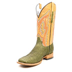 Braxton Python Boots - Olive - Square Toe