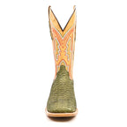Braxton Python Boots - Olive - Square Toe