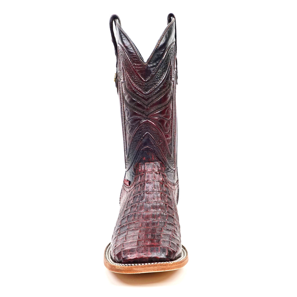 Rhodes Caiman Hornback Boots - Black Cherry - Square Toe (LM10)