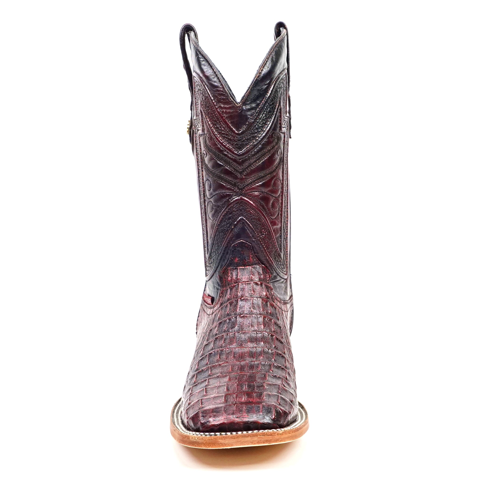 Rhodes Caiman Hornback Boots - Black Cherry - Square Toe (LM10)