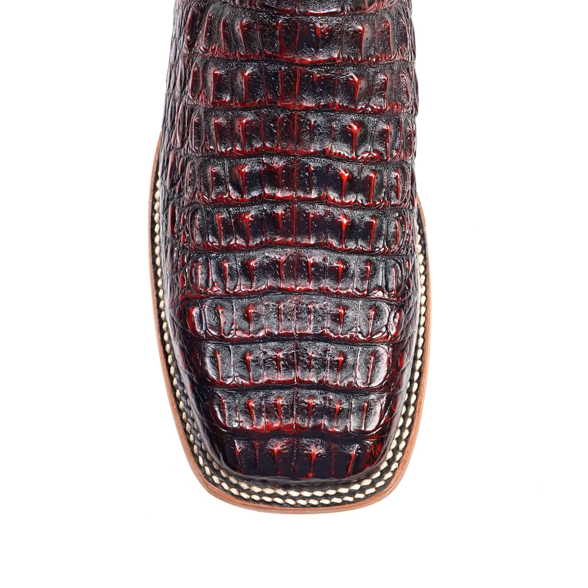 Rhodes Caiman Hornback Boots - Black Cherry - Square Toe (LM10)