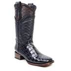 James Platinum Alligator Belly Boots - Black - Square Toe
