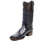 James Platinum Alligator Belly Boots - Black - Square Toe