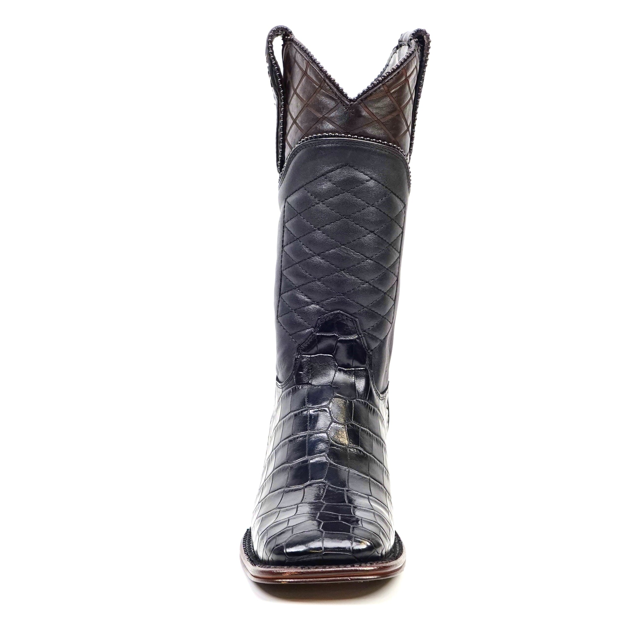 James Platinum Alligator Belly Boots - Black - Square Toe