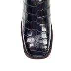 James Platinum Alligator Belly Boots - Black - Square Toe
