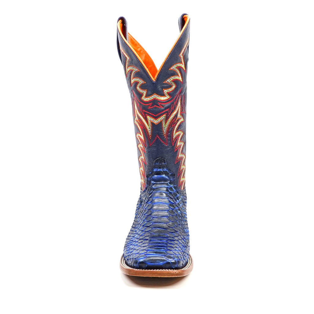 Braxton Python Boots - Navy Blue - Square Toe