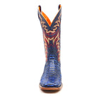 Braxton Python Boots - Navy Blue - Square Toe