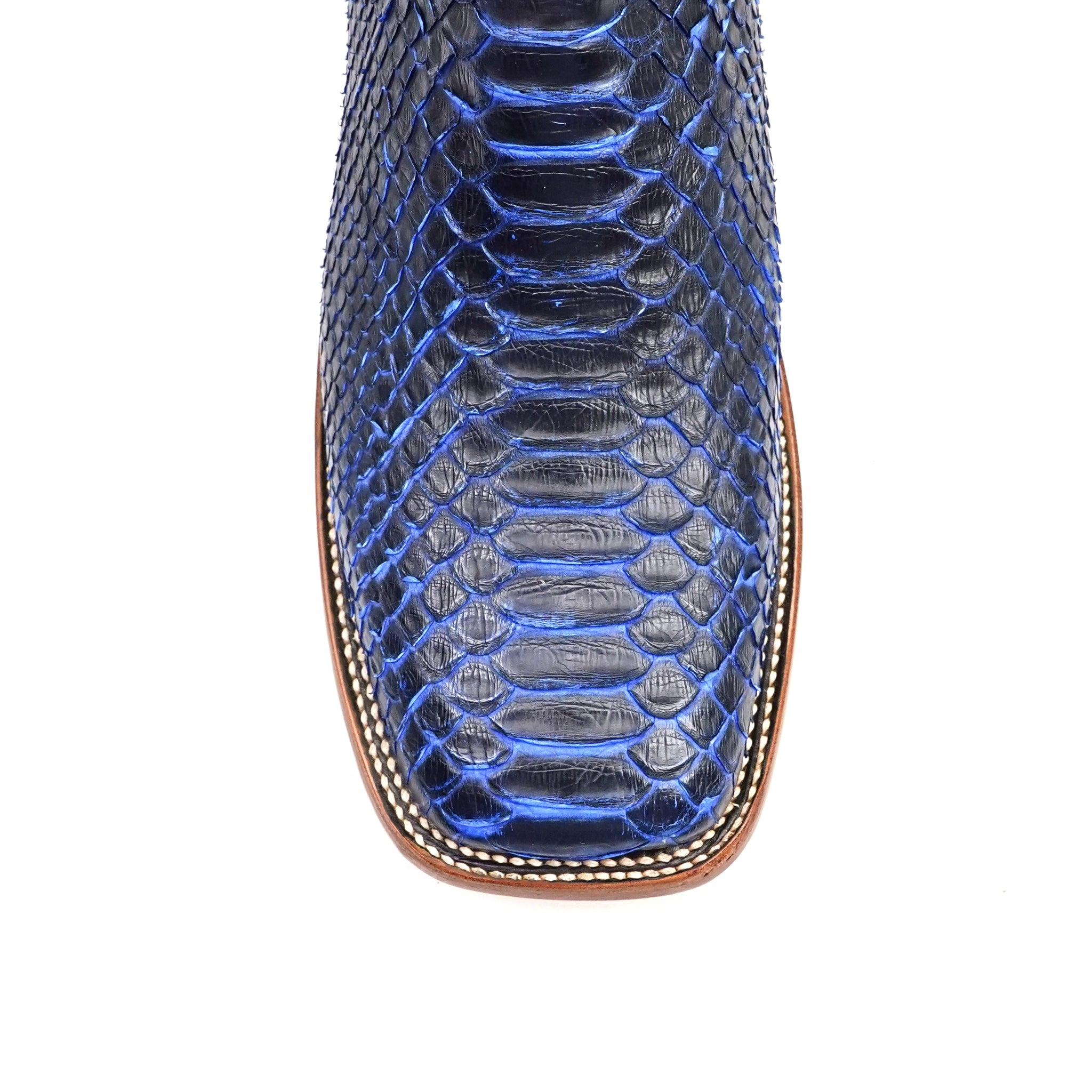 Braxton Python Boots - Navy Blue - Square Toe