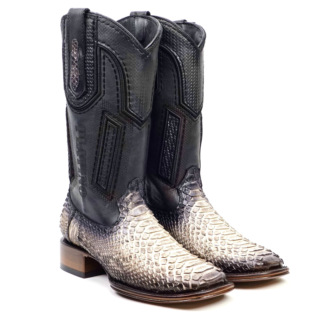 Tanner Platinum Python Boots - Natural - Square Toe