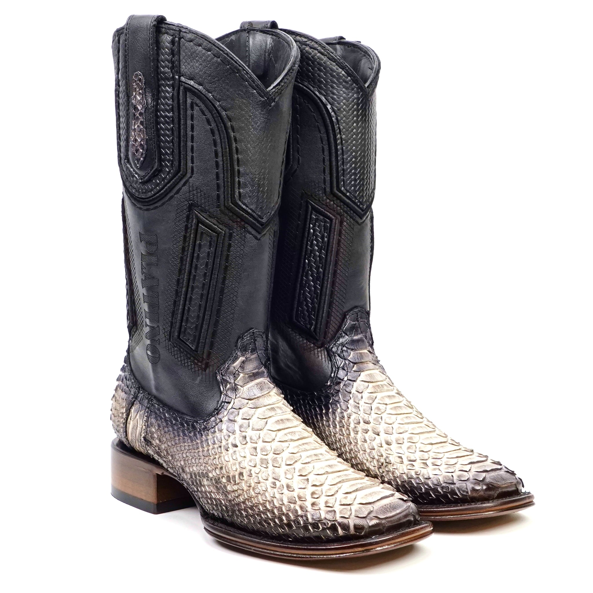 Tanner Platinum Python Boots - Natural - Square Toe