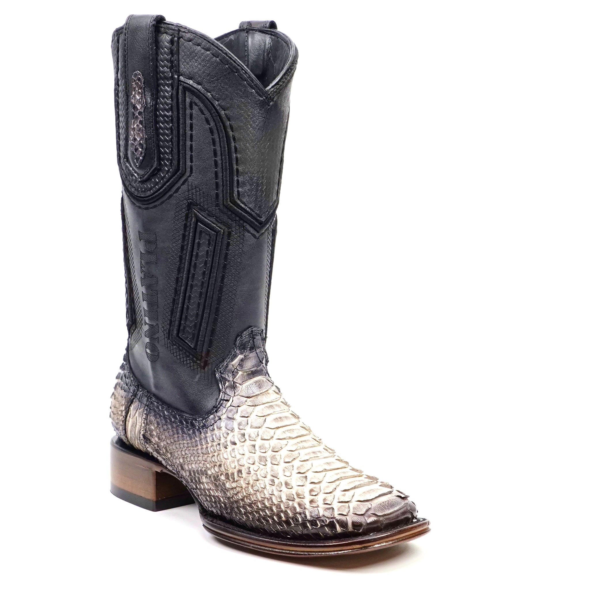 Tanner Platinum Python Boots - Natural - Square Toe