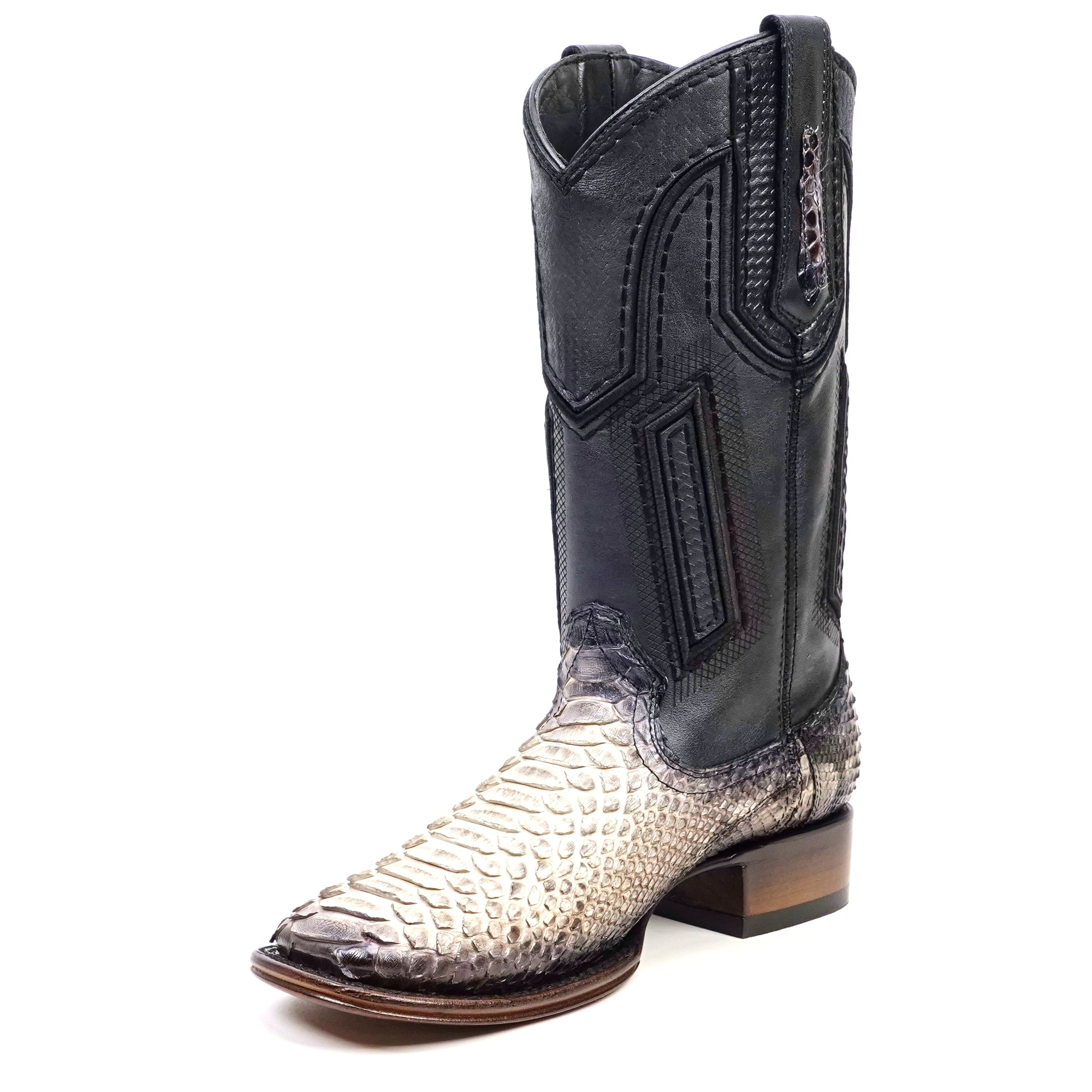 Tanner Platinum Python Boots - Natural - Square Toe
