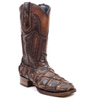 Connor Platinum Pirarucu Fish Boots - Tobacco - Square Toe
