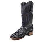 Connor Platinum Pirarucu Fish Boots - Black - Square Toe