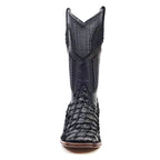 Connor Platinum Pirarucu Fish Boots - Black - Square Toe