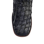 Connor Platinum Pirarucu Fish Boots - Black - Square Toe