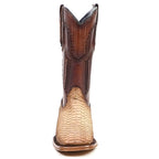 Tanner Platinum Python Boots - Cappuccino - Square Toe