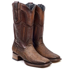 Tanner Platinum Python Boots - Tamarind - Square Toe