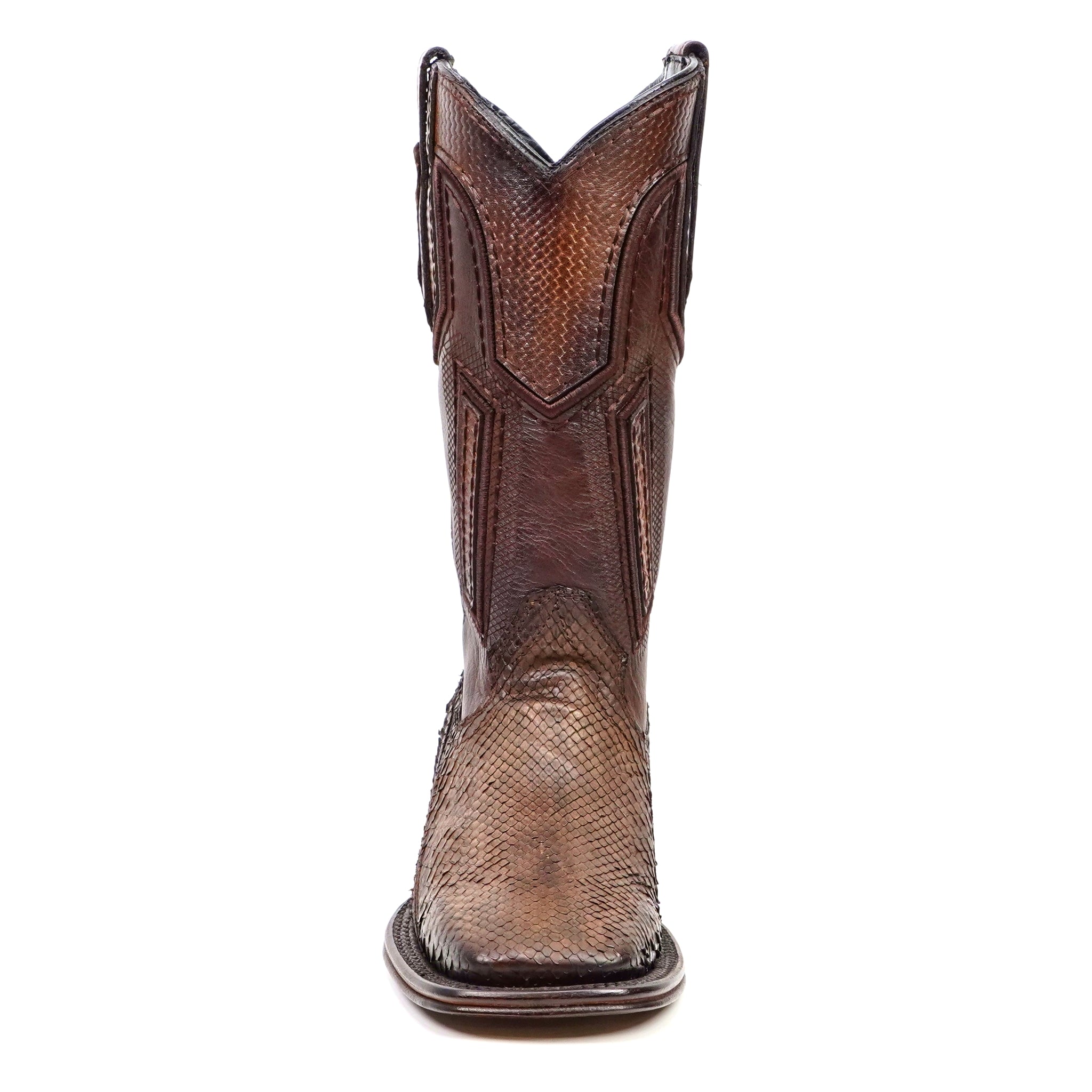 Tanner Platinum Python Boots - Tamarind - Square Toe