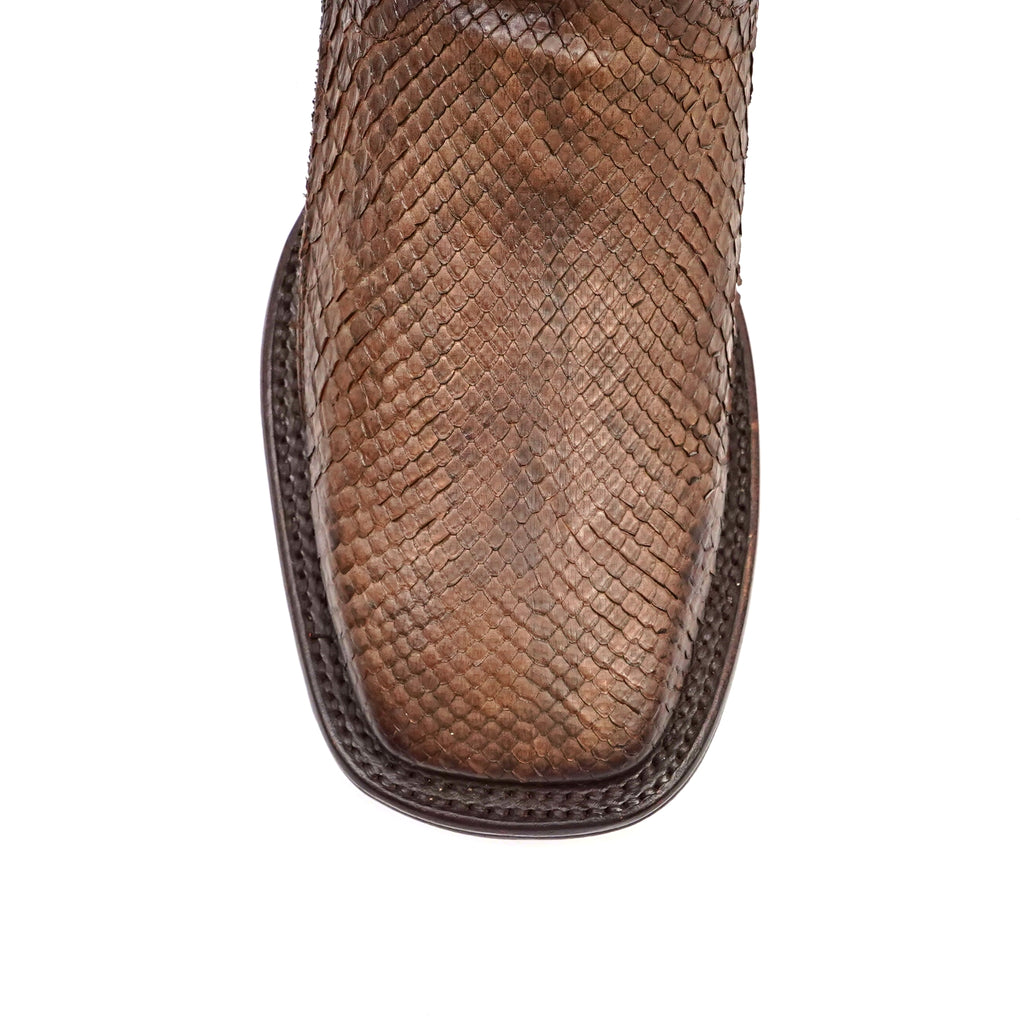 Tanner Platinum Python Boots - Tamarind - Square Toe