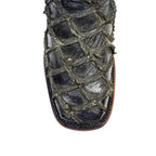 Connor Platinum Pirarucu Fish Boots - Sapphire Black - Square Toe