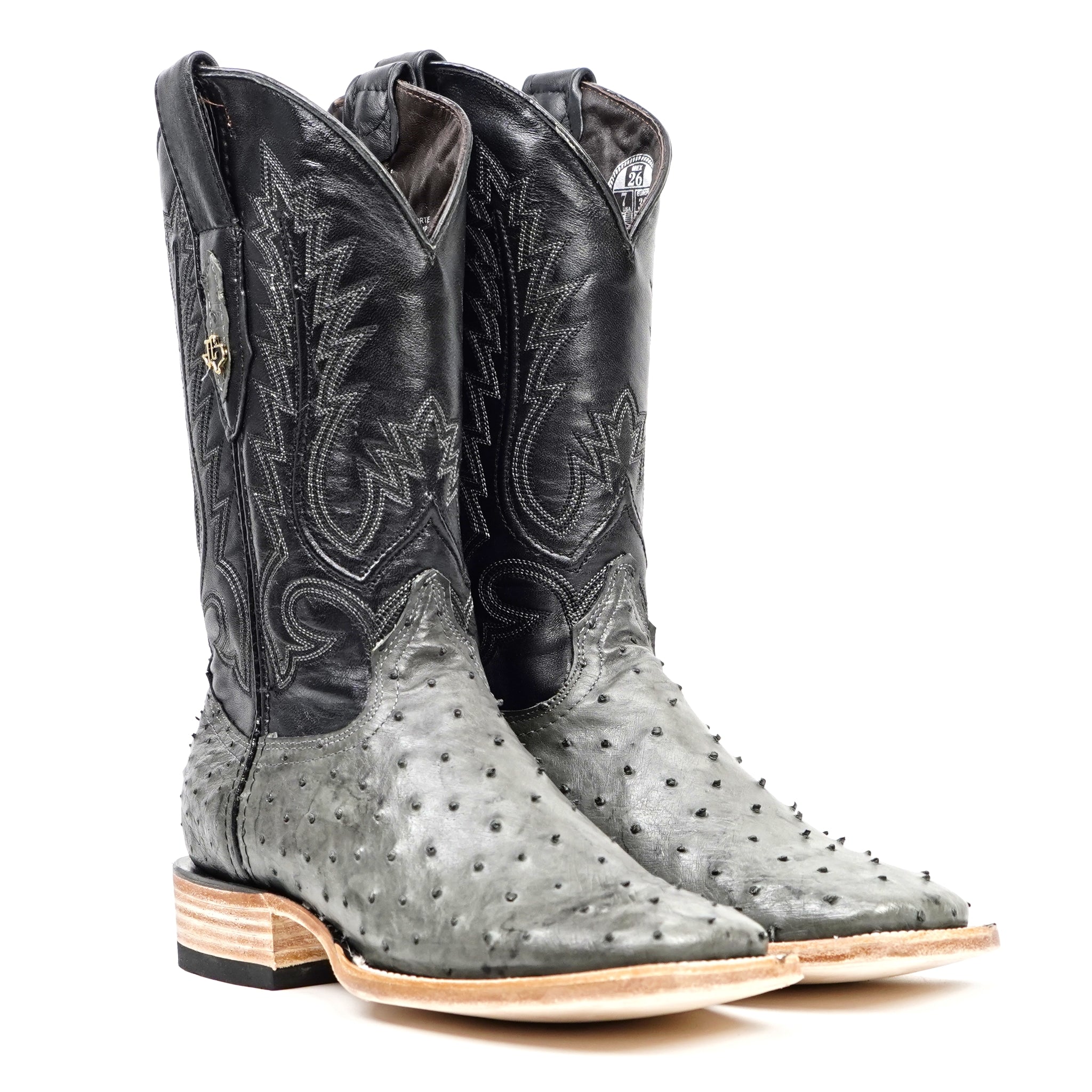 Austin Ostrich Boots - Gray - Square Toe (AV20)