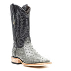 Austin Ostrich Boots - Gray - Square Toe (AV20)