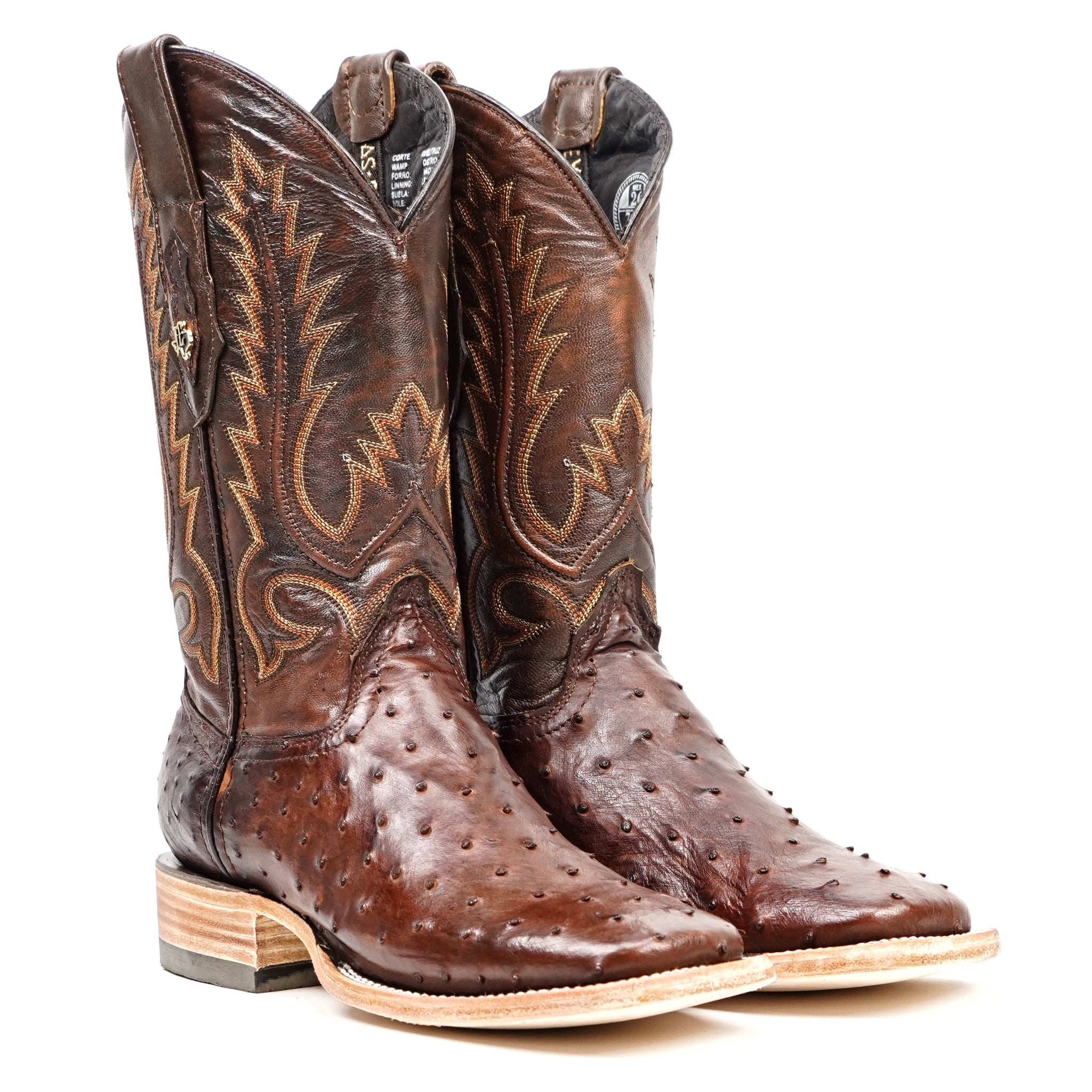 Austin Ostrich Boots - Brass - Square Toe (AV20)